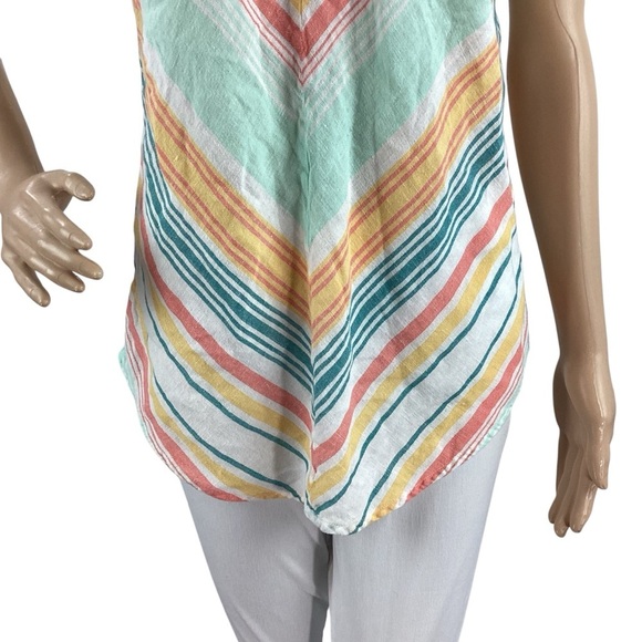 Natural Reflections Linen Cotton Striped Sleeveless Tunic Tank Top M - Picture 3 of 7